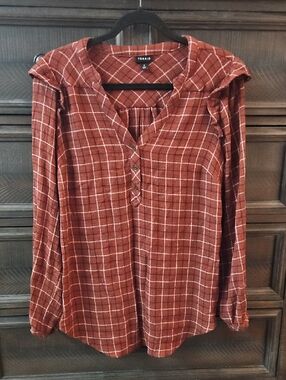 torrid rust and white plaid Henley blouse
